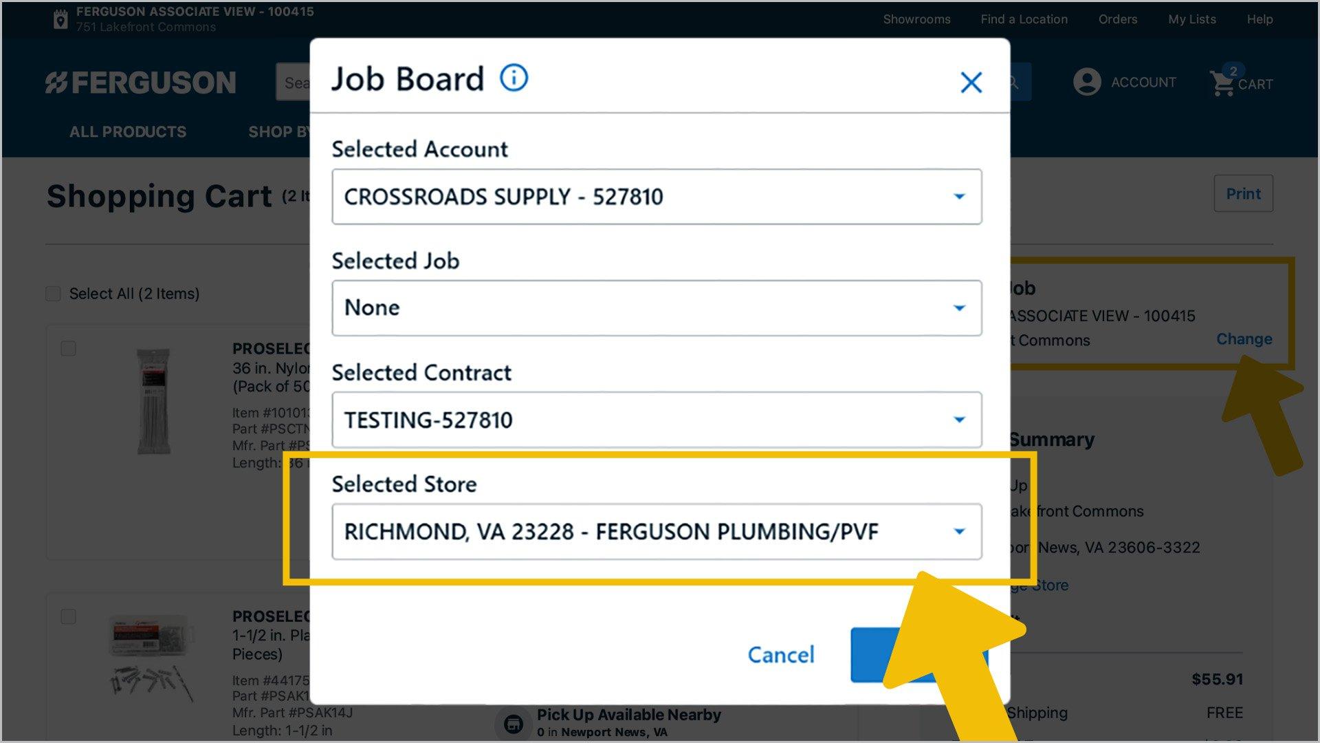 Image of selecting store